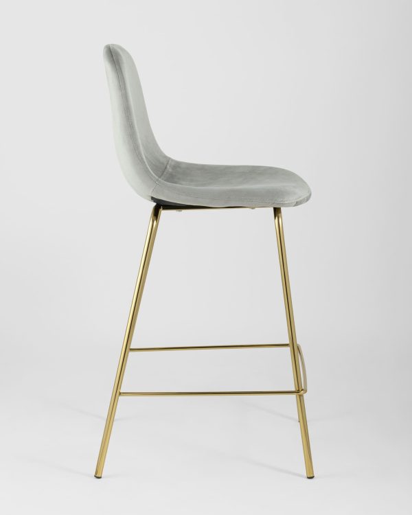 Стул полубарный Валенсия велюр серый золотые ножки — изображение 3