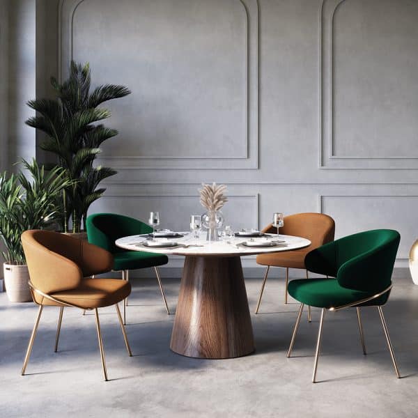 Стул-полукресло Emil бежевый с золотыми ножками — изображение 2