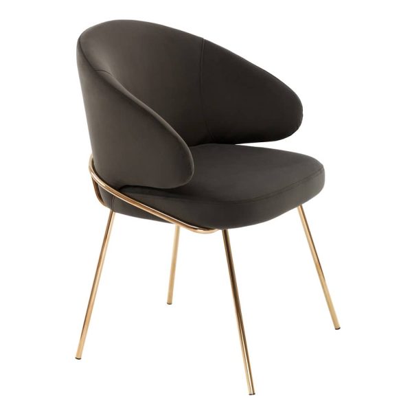 Стул-полукресло Emil графит с золотыми ножками — изображение 4