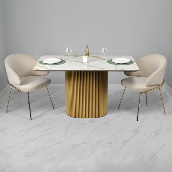 Стул-полукресло Emil кремовый с золотыми ножками — изображение 2