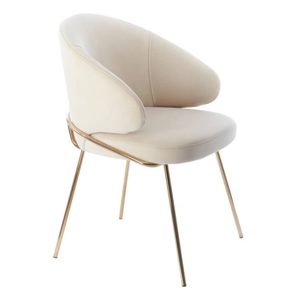 Стул-полукресло Emil кремовый с золотыми ножками — изображение 4