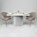 Стул-полукресло Emil латте с золотыми ножками — изображение 2