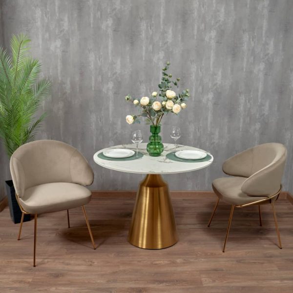 Стул-полукресло Emil серый с золотыми ножками — изображение 2