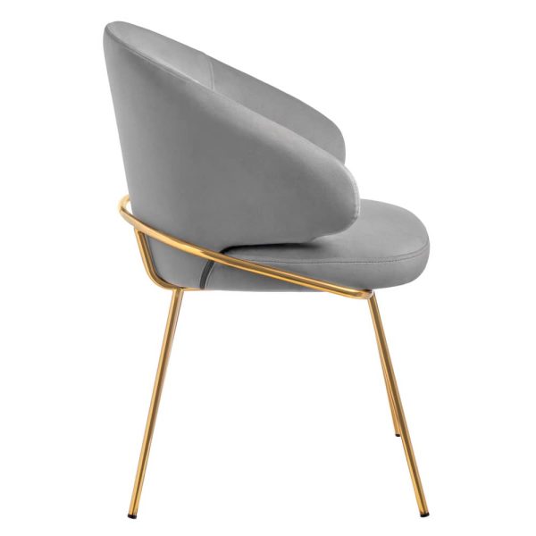 Стул-полукресло Emil серый с золотыми ножками — изображение 5