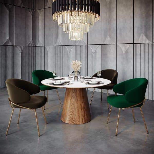 Стул-полукресло Emil зеленый с золотыми ножками — изображение 2