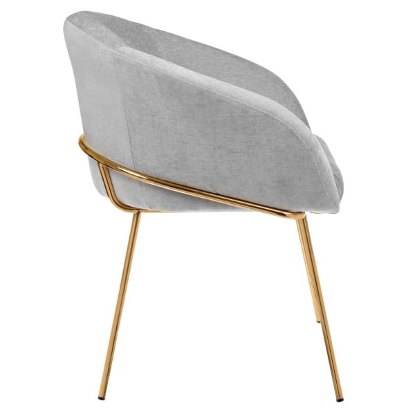 Стул-полукресло Martin серый шенилл, золотые ножки — изображение 3