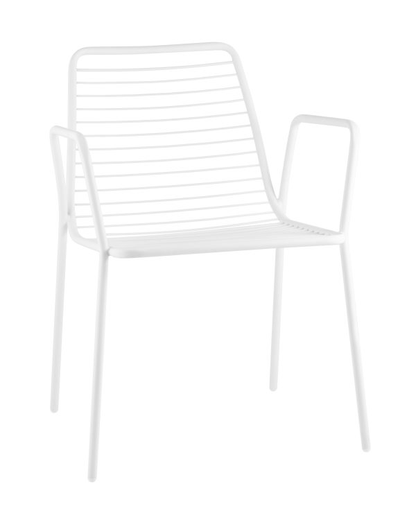 Стул с подлокотниками Дели металл белый