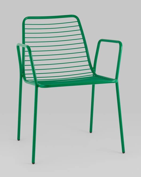 Стул с подлокотниками Дели металл зеленый — изображение 2