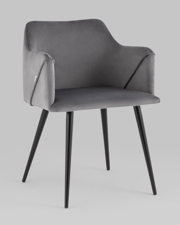 Стул с подлокотниками Джоэл велюр серый — изображение 2