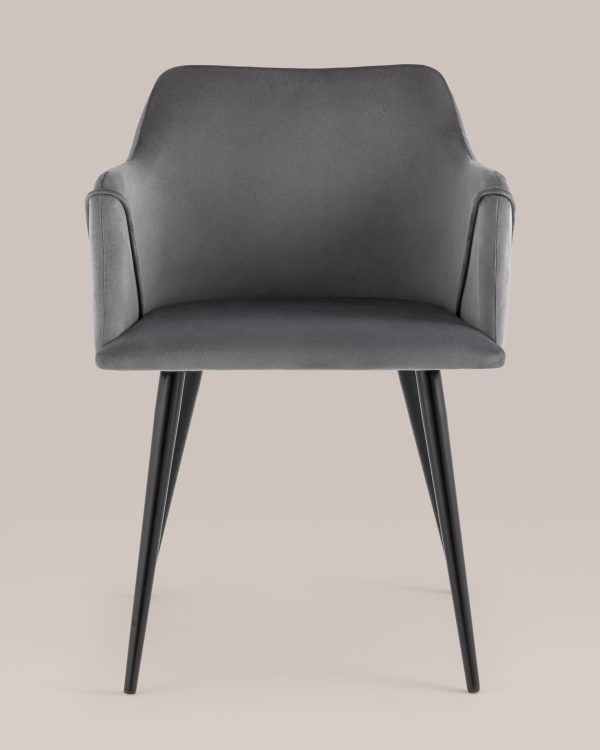 Стул с подлокотниками Джоэл велюр серый — изображение 3