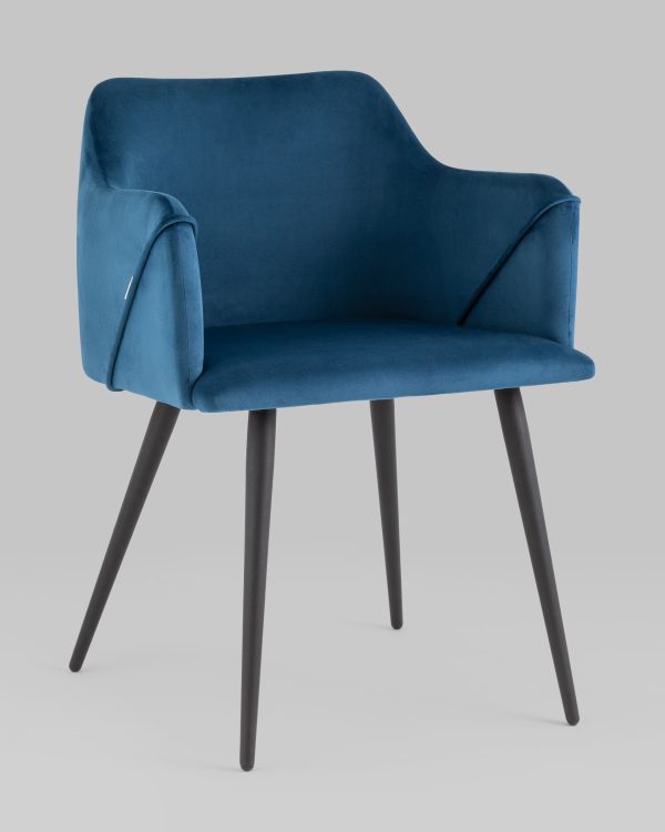 Стул с подлокотниками Джоэл велюр синий — изображение 2