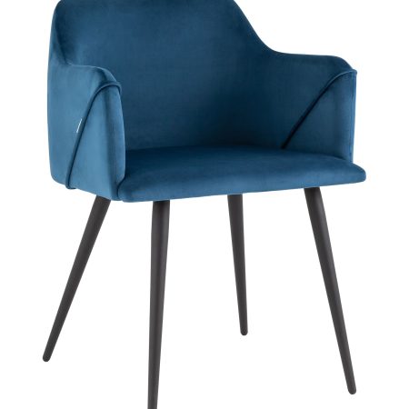 Стул с подлокотниками Джоэл велюр синий