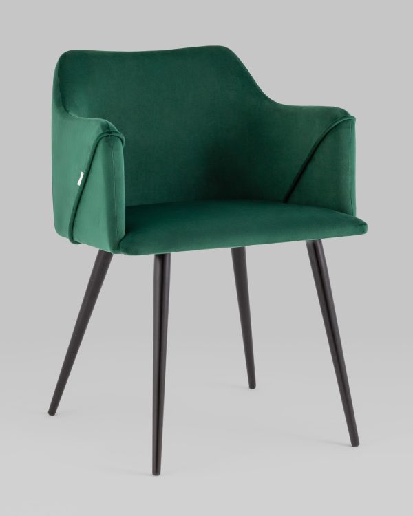 Стул с подлокотниками Джоэл велюр зелёный — изображение 2