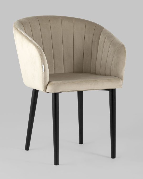 Стул с подлокотниками Нейтон велюр бежевый — изображение 2