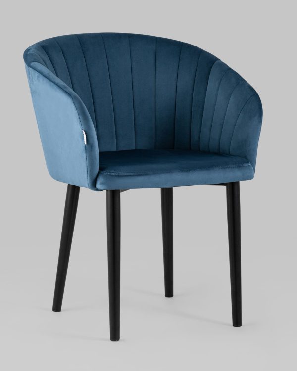 Стул с подлокотниками Нейтон велюр пыльно-синий — изображение 2