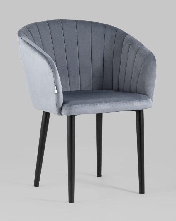Стул с подлокотниками Нейтон велюр серый — изображение 2