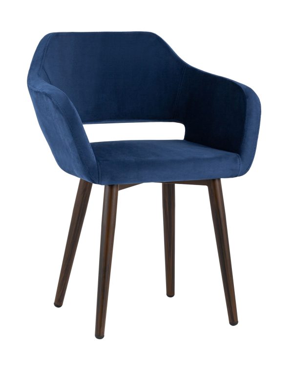 Стул с подлокотниками Саймон велюр темно-синий — изображение 2