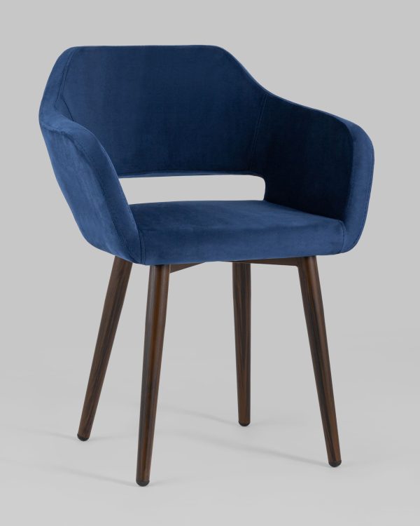 Стул с подлокотниками Саймон велюр темно-синий — изображение 3