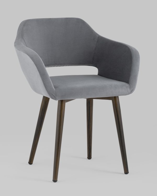 Стул с подлокотниками Саймон велюр тёмно-серый — изображение 2