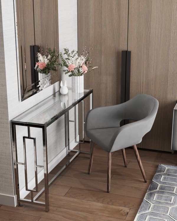 Стул с подлокотниками Саймон велюр тёмно-серый — изображение 3