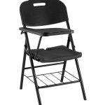 Стул складной банкетный со столиком и полкой черный