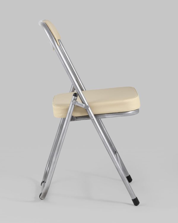 Стул складной мягкий ДЖОН металлик, кремовый — изображение 3