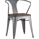 Стул TOLIX ARM WOOD с подлокотниками серебристый