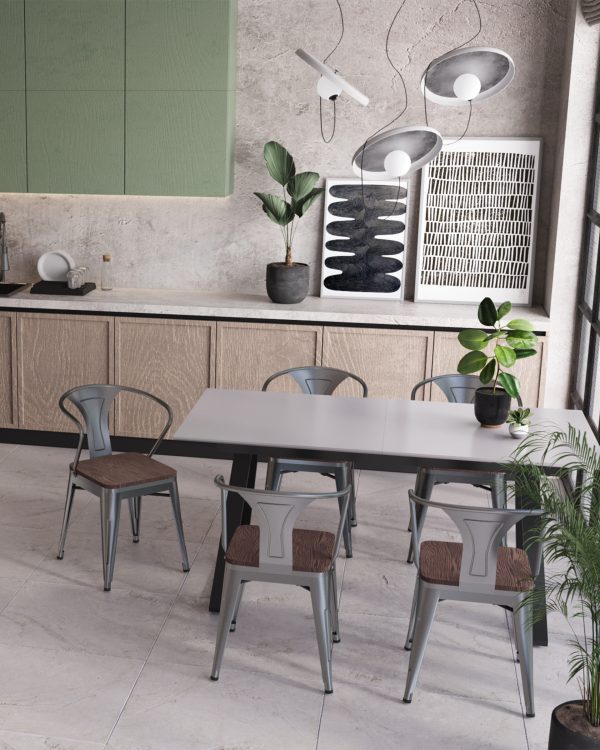 Стул TOLIX ARM WOOD с подлокотниками серебристый — изображение 3