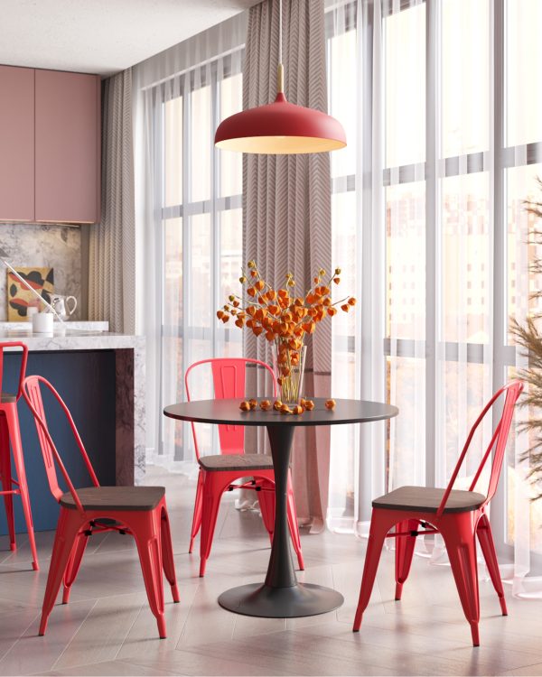 Стул TOLIX WOOD красный глянцевый — изображение 3