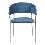 Стул Turin синий вельвет с хромированными ножками — изображение 2