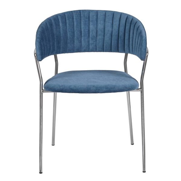 Стул Turin синий вельвет с хромированными ножками — изображение 2
