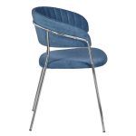 Стул Turin синий вельвет с хромированными ножками — изображение 3