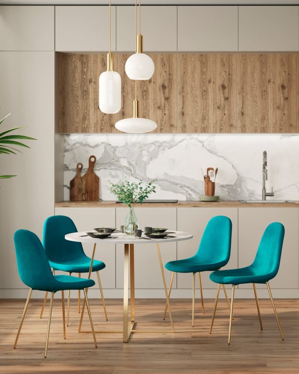 Стул Валенсия SN велюр аквамарин золотые ножки — изображение 3