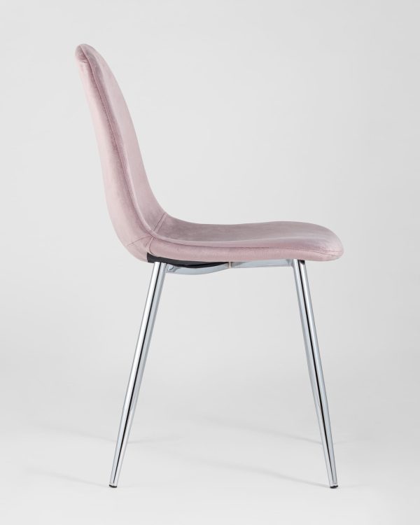 Стул Валенсия велюр розовый хромированные ножки — изображение 3