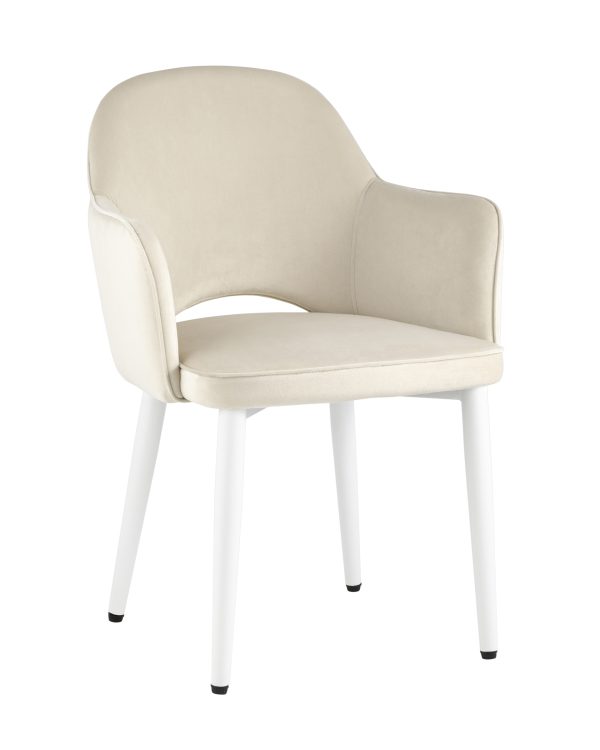 Стул Венера велюр кремовый ножки белые — изображение 2