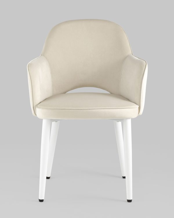Стул Венера велюр кремовый ножки белые — изображение 3