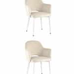 Стул Венера велюр кремовый ножки белые 2 шт