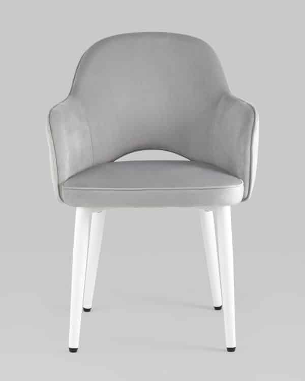 Стул Венера велюр серебристый ножки белые 2 шт — изображение 2