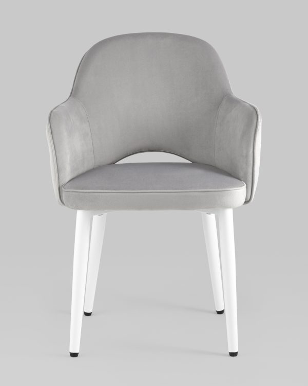 Стул Венера велюр серый ножки белые — изображение 2