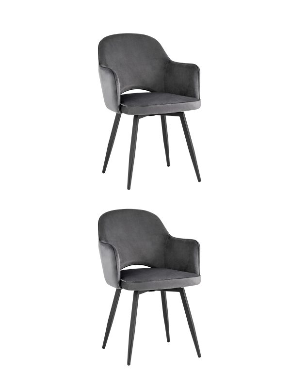 Стул Венера вращающийся велюр серый 2 шт