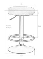 Табурет барный DOBRIN TEDDY BLACK, белый букле (13) — изображение 4