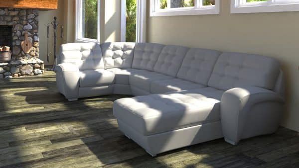 Угловой диван с оттоманкой Соло Galaxy White Нераскладной (373х219х105см) — изображение 2