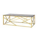 Журнальный стол 120*60 АРТ ДЕКО стекло smoke сталь золото