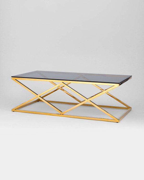 Журнальный стол 120*60 ИНСИГНИЯ золото стекло smoke — изображение 2