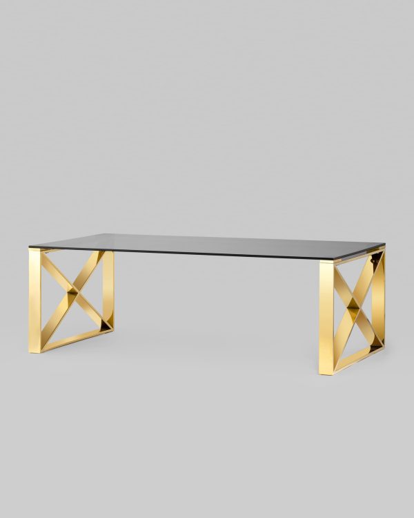 Журнальный стол 120*60 КРОСС золото стекло smoke — изображение 2