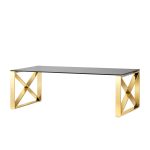 Журнальный стол 120*60 КРОСС золото стекло smoke