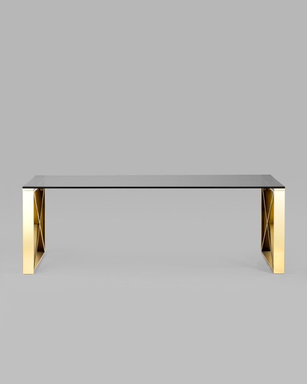 Журнальный стол 120*60 КРОСС золото стекло smoke — изображение 3