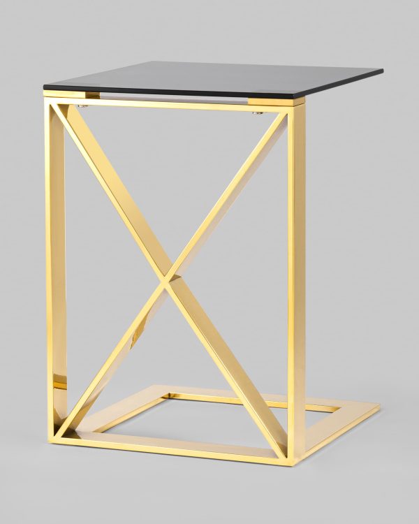 Журнальный стол 40*40 КРОСС золото стекло smoke — изображение 3