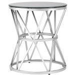 Журнальный стол 50*50 ВИВА серебро стекло черное