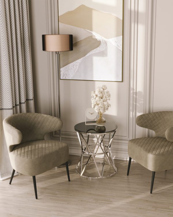 Журнальный стол 50*50 ВИВА серебро стекло черное — изображение 3